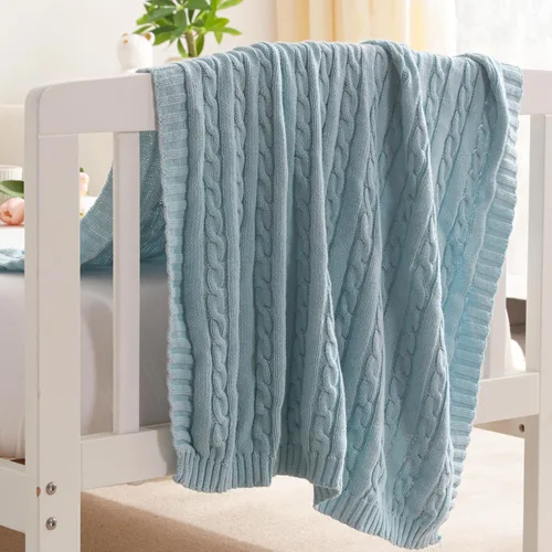 Vista 12 de NTBAY Manta de punto de cable 100% algodón puro para niño pequeño, súper suave, cálida y transpirable, 30x40, manta para bebé para cuna, cochecito