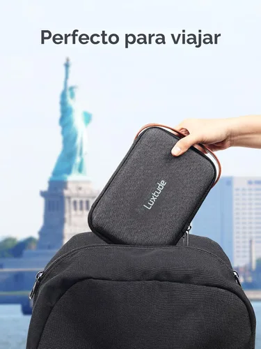 Vista 9 de Luxtude Tech - Funda organizadora de viaje, organizador de electrónica portátil, funda rígida con cremallera para cables de carga, cargadores
