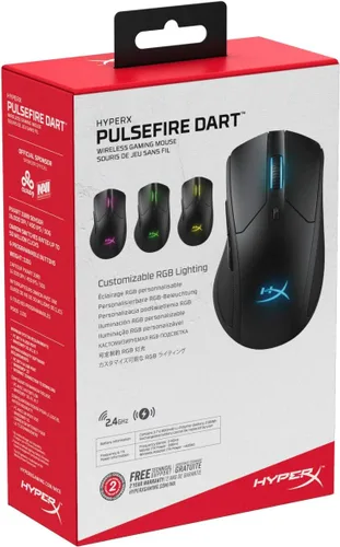 Vista 9 de HyperX Pulsefire Dart - Mouse inalámbrico RGB para juegos personalización controlada por software 6 botones programables batería de carga Qi hasta