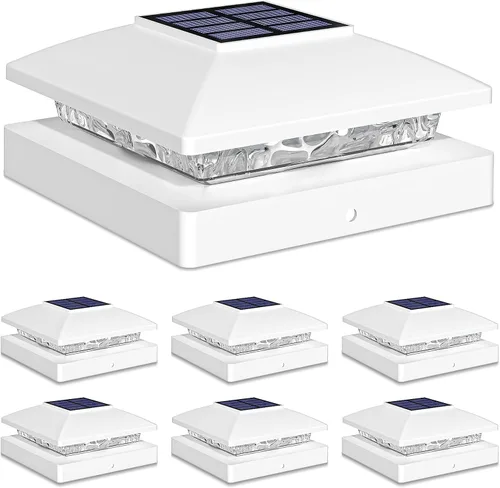 Vista 13 de Luces solares para punta de poste al aire libre 16 unidades, negras, impermeables, alimentadas por energía solar, luces de valla para cubierta