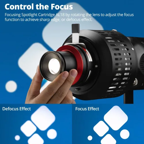 Vista 4 de AMBITFUL AL-18 Pro - Foco óptico Snoot para fotografía, kit de fotografía profesional Bowens Mount Snoot, compatible con LE200, LE300 SL60W, SL60II