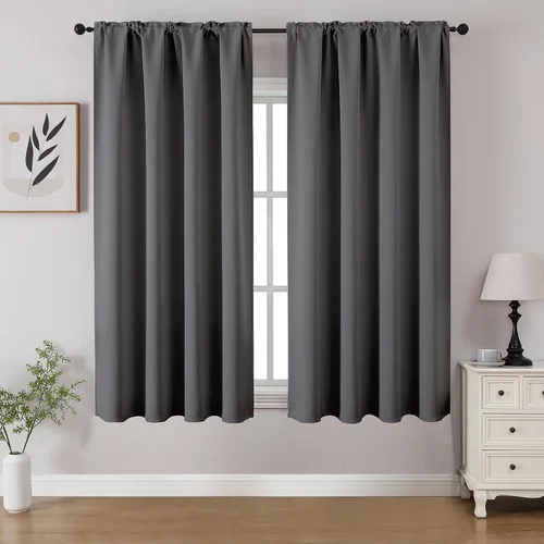 Vista 52 de CUCRAF - Cortinas opacas beige de 45 pulgadas, juego de 2 paneles con bolsillo para barra, cortinas para oscurecer dormitorios y sala de estar