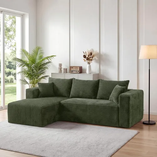 Vista 45 de Sofá modular deshuesado de 118 pulgadas con diván y otomano de pana de gran tamaño en forma de U, sofá de nube para asiento profundo para sala