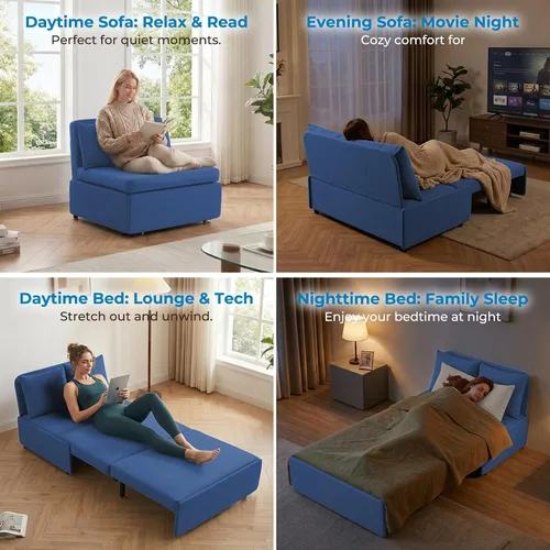 Vista 6 de Mjkone Sofá cama extraíble tamaño individual de 43 pulgadas de ancho con sofá cama extraíble, sofá individual convertible 2 en 1 con almohadas
