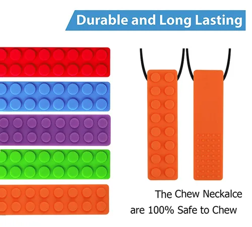 Vista 5 de Collar masticable, paquete de collar sensorial para masticar para niños con masticación, TDAH, autismo, necesidades de morder, masticable motor