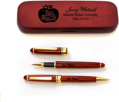 Vista 7 de Juego de bolígrafos de graduación de madera de arce macizo personalizado para médico MP-Médico-GD