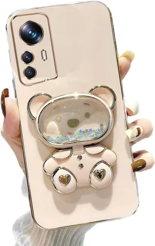Vista 19 de Miagon Bear - Funda con soporte para espejo para Xiaomi Redmi A1, Quicksand Glitter Electroplated Soft TPU Protector Slim a prueba de golpes