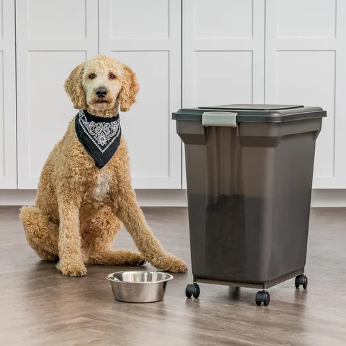 Vista 13 de Contenedor hermético para almacenamiento de alimentos Iris Premium, Bronceado, pequeño Wheels for Mobility, Airtight Seal, BPA-Free, Best for Bird