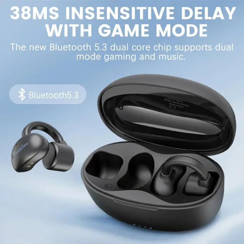 Vista 7 de True Bone Conduction - Auriculares deportivos de oreja abierta Bluetooth 5.3, inalámbricos, 30 horas, tiempo de reproducción, IPX4, impermeables