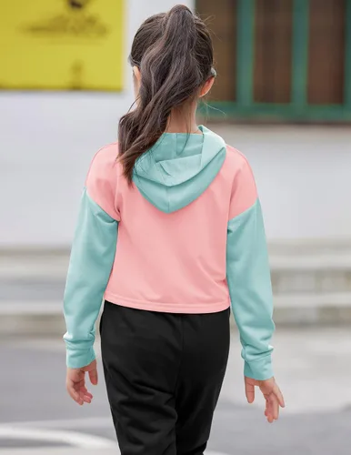 Vista 6 de Arshiner - Sudadera corta con capucha y manga larga con teñido batik para niñas