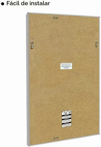 Vista 4 de Espejo de baño con marco de madera con cuentas Metro de 24 x 36 pulgadas, espejo de pared decorativo grande con marco biselado en ángulo para sala