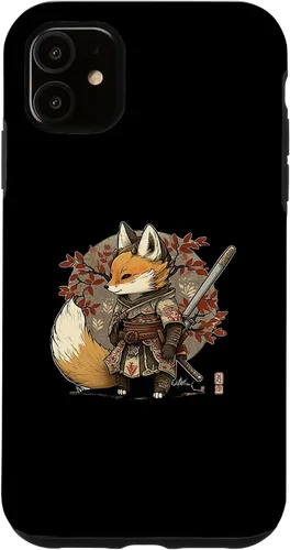 Vista 6 de Funda para iPhone 12 Pro Max Kawaii estilo japonés Samurai Fox Anime
