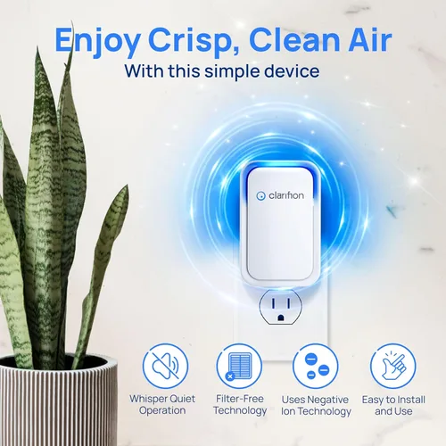 Vista 8 de Clarifion - Ionizadores de aire para el hogar (paquete de 3), sistema de filtración de iones negativos, ambientador de aire silencioso