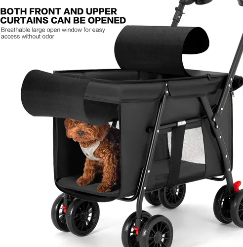 Vista 2 de Cochecito para mascotas Gato Perro Cochecito Viaje Plegable Pet Carriers