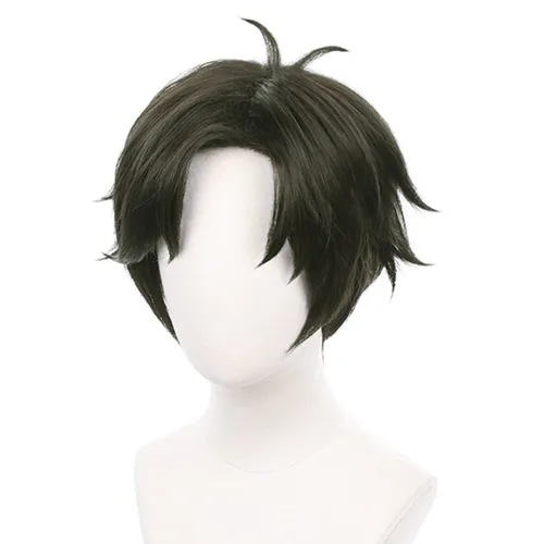 Vista 3 de SPY × Peluca de cosplay de anime familiar Damian verde oscuro, pelucas cortas para niños, peluca sintética para juegos de rol, peluca de disfraces