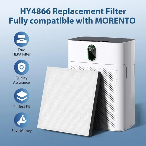 Vista 2 de CHIVALZ Paquete de 2 filtros de repuesto HY4866 True HEPA compatibles con el purificador de aire MORENTO HY4866, purificador de aire WESTHEY HY4866