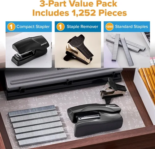 Vista 2 de Bostitch Paquete económico de grapadora resistente, capacidad para 40 hojas Negro