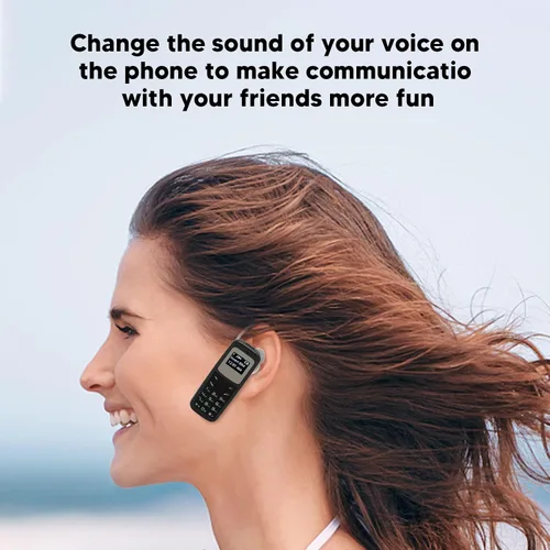 Vista 3 de Mini teléfono móvil, teléfono móvil pequeño desbloqueado Bluetooth auricular 0.66 pulgadas Bluetooth Dialer con gancho para la oreja Soporte SIM MP3