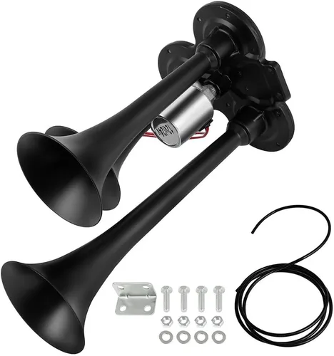 Vista 7 de STAYTOP Tren eléctrico Camión Bocina de aire 150dB 3 trompeta coche bocina de aire 12V para camiones motocicleta Pickup trenes coches barcos