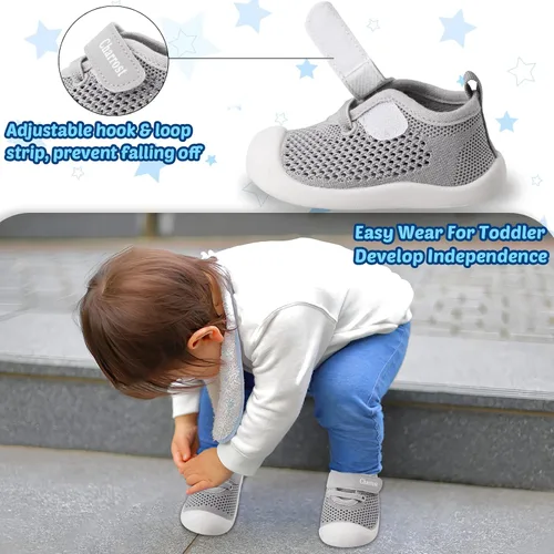 Vista 5 de Zapatos para bebés de 1 a 4 años, zapatos para niños pequeños, niños y niñas, suela suave, antideslizante, lona de algodón, malla transpirable