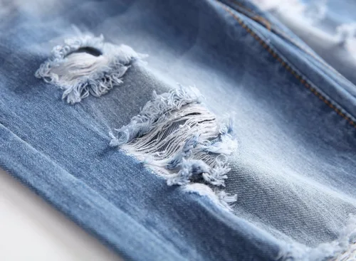 Vista 4 de Fredd Marshall - Pantalones de mezclilla ajustados para hombres, son elásticos y de diseño rasgado