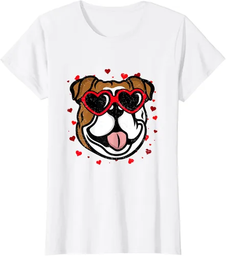 Vista 17 de Bulldog Valentine - Camiseta para amantes de las gafas de sol para perros, Negro