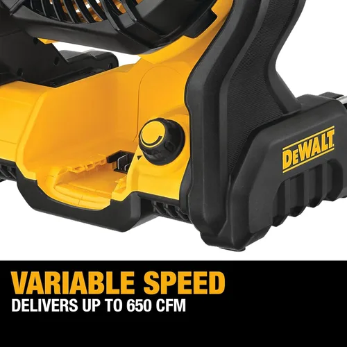 Vista 12 de DEWALT 20V MAX Ventilador portátil, ventilador de taller inalámbrico recargable con batería, hasta 4.5 horas de duración, velocidad variable, 650