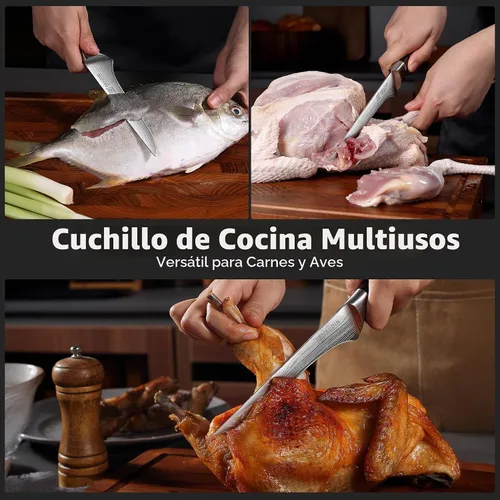Vista 7 de PAUDIN Cuchillo deshuesador de 6 pulgadas, cuchillo de filete súper afilado, cuchillo de deshuesado alemán de acero inoxidable de alto carbono