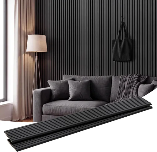 Vista 14 de Amsleekey Paquete de 4 paneles de pared de listones de madera acústica de Teca