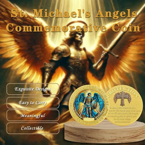 Vista 4 de Arcángel Miguel Christian Challenge Coin, moneda inspiradora cristiana de fichas cristianas, moneda de oración inspiradora de San Miguel Arcángel