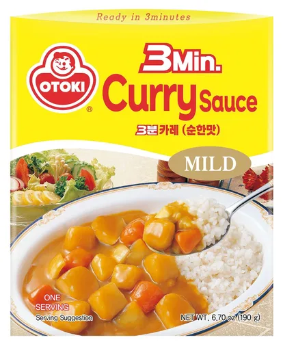 Vista 5 de OTOKI Salsa de curry de 3 minutos, picante medio (sin carne), completamente cocida con papa y zanahoria, paquete de 3, 6.7 onzas cada una, vierte