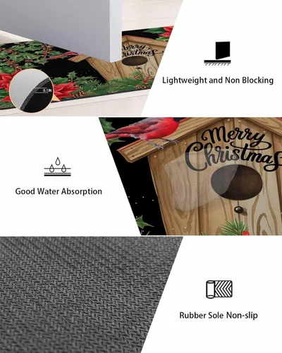 Vista 3 de Tapete de baño de Navidad para bañera, antideslizante, de secado rápido y absorbente, tierra de diatomeas, fregadero, dormitorio, cocina, tapete