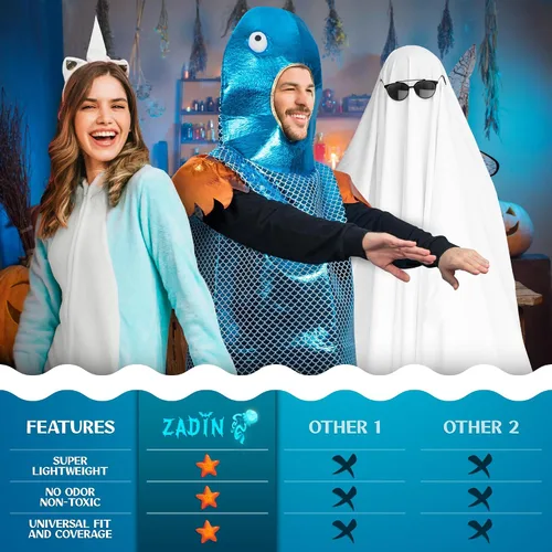 Vista 4 de Zadin Disfraz de pez adulto divertido animal marino - Disfraz de pescador de Halloween de pescador fundible traje de pescador de pesca bajo el mar
