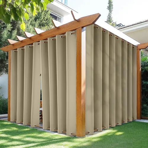 Vista 14 de HDCAXKJ Cortinas impermeables para exteriores para patio con cremallera superior e inferior, cortinas térmicas de privacidad con ojales, 2 paneles