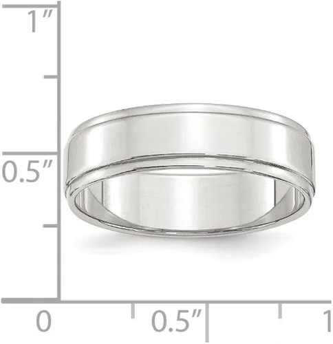 Vista 2 de Anillo de boda de plata de ley 925 sólida con borde plano de 0.236in