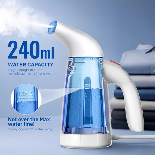 Vista 6 de OGHom Vaporizador para ropa, vaporizador de ropa portátil, vaporizador de mano para prendas, 240 ml, gran capacidad, 700W, plancha de vapor de viaje