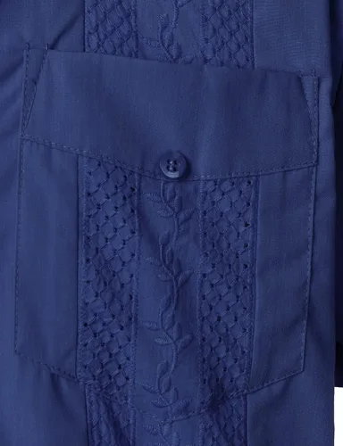 Vista 4 de VATPAVE Camisas de guayabera cubana con botones de manga corta para hombre