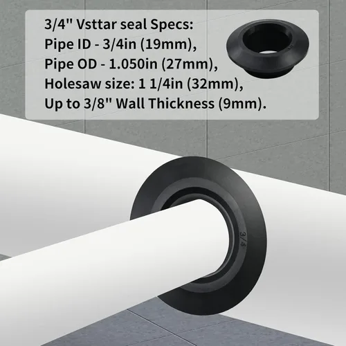 Vista 3 de Paquete de 2 adaptadores de tanque flexible Vsttar de 3/4 pulgadas (cabeza de mamparo) - Sello flexible de tubería a tanque