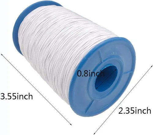 Vista 2 de 2 rollo 547 yardas 0.020 in espesor redondo hilo elástico de costura (blanco)