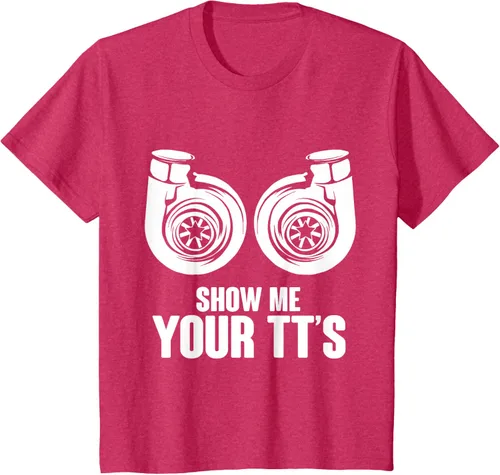 Vista 48 de Funny Show Me Your TT's Twin Turbo Car Racing Camiseta, Negro, S