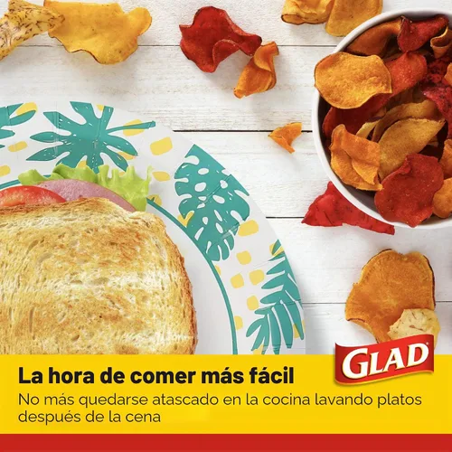 Vista 5 de Glad - Platos de papel desechables cuadrados para todas las ocasiones