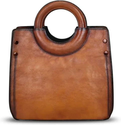 Vista 3 de Bolsos de cuero genuino para mujer, bolso de mensajero de moda vintage de cuero real, bolso de hombro, bolso cruzado