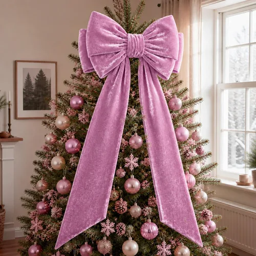 Vista 12 de Arco gigante de terciopelo para decoración de árbol de Navidad, 39 x Negro