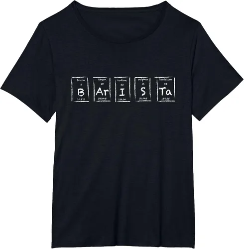 Vista 33 de Barista Espresso Latte Cappuccino Coffee Periodic Table T-Shirt Asphalt Grey