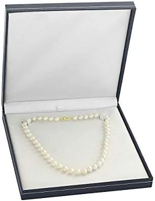 Vista 4 de THE PEARL SOURCE 14K Gold 8-9mm AAAA Quality White Freshwater Cultured Pearl Necklace for Women