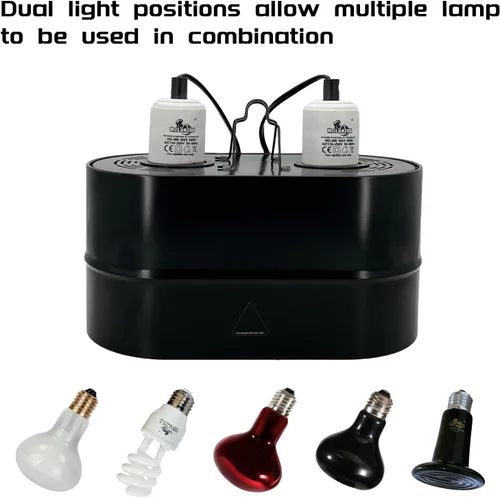 Vista 10 de Lámpara de doble cúpula profunda para reptiles, máximo 150 W, lámpara UV, tapa de lámpara doble para terrario de reptiles con dos interruptores
