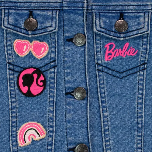 Vista 2 de Barbie Chaqueta vaquera bordada para niñas, Azul