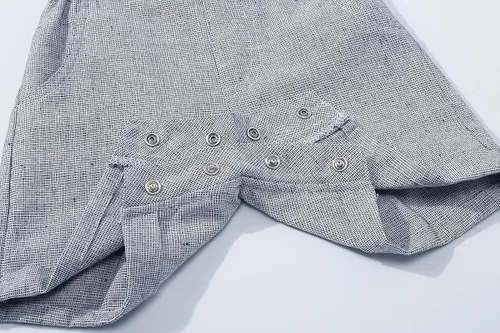 Vista 6 de Conjunto de traje para pequeño bebé caballero, camiseta de manga corta para bebe+babero+pantalones+corbata de moño+ overol.