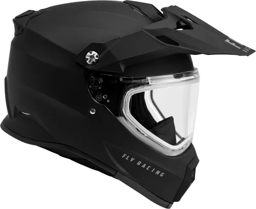 Vista 4 de Fly Racing Trekker Cold Weather MX ATV Off-Road Motorcycle Helmet Negro mate (doble escudo)