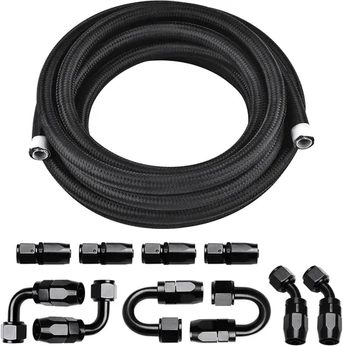 Vista 10 de 6AN Kit de Accesorios de Línea de Combustible PTFE de 10 Pies, Manguera de Combustible Trenzada de Nylon E85 con Kit de Adaptadores de Accesorios